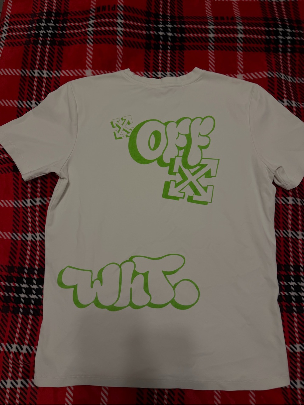 Off-White Kids White Tee with Neon Green Graphic Logo
